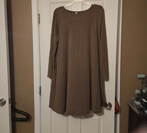Zenana Elegant Mocha Long Sleeve Dress